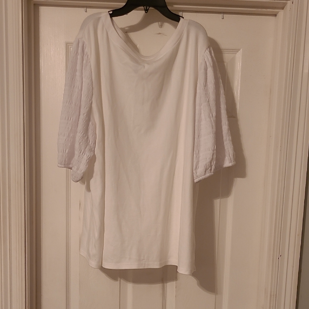 Croft & Barrow Classic White Top 3x Spring Puffy Sleeves